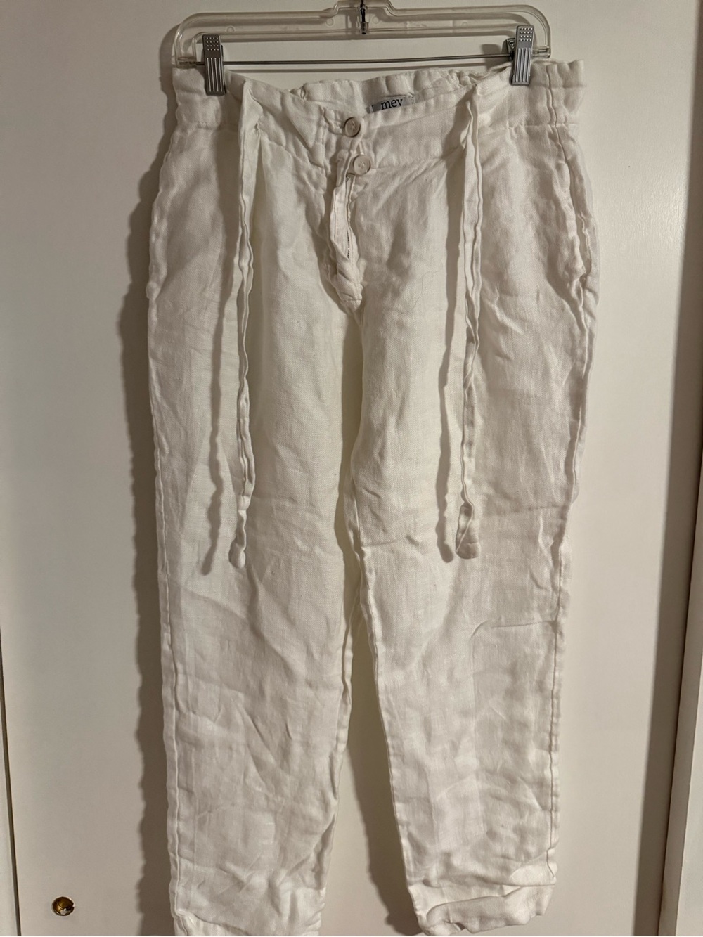 ME Makeover Essentials Linen Wide Leg Drawstring Pants in White